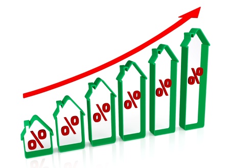 Graph the growth of percent real estate on a white backgroundの写真素材