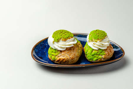 Pie mushrooms with cream. High quality photo