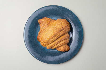 Croissants with strawberries and chocolate. High quality photoの写真素材