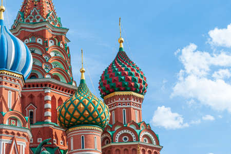Basils temple is blessed. View of the domes and sky with clouds of high quality photo