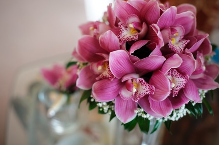 Bride's bouquet of flowers. Wedding accessory. Romantic view of the flowers of the bride.の写真素材