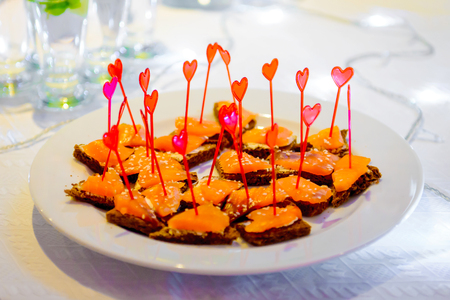 Luxury holiday table with snacks.の写真素材