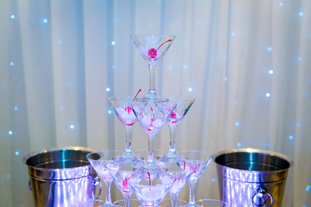 Accessories for alcohol. Festive table setting for the big Banquet.の写真素材