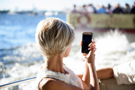 Fascinating sea voyage filmed on camera.の写真素材