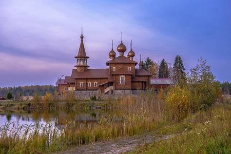 Leningrad region. Religious wooden temple of Russia.の写真素材