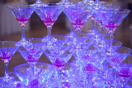 Alcoholic luxury pyramid of wineglass.の写真素材