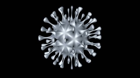 Coronavirus COVID-19 isolated in 3D rendering. A dangerous non- cellular infectious agent that can only multiply inside living cells and cause flu epidemics.の写真素材