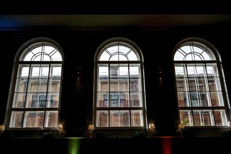 Ancient castle wall with window.の写真素材