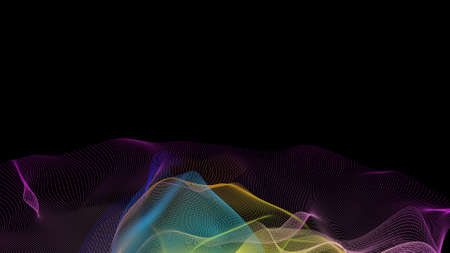 Fantastic leaks multicolored light background. Abstract colored fractal lines curve against a black...