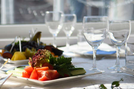 Festive eating at a banquet party.の写真素材