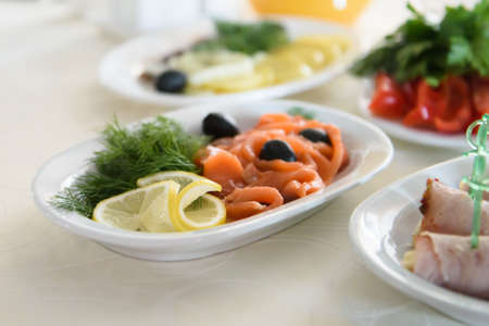 Festive eating at a banquet party.の写真素材