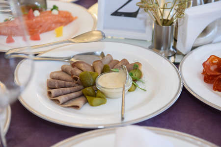 Festive food in the reception room.の写真素材