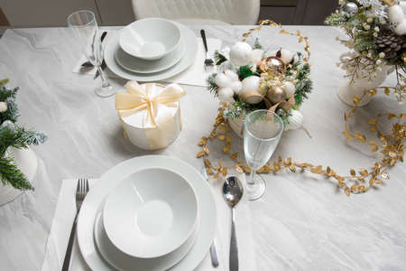 New Year's Eve white dinner.の写真素材