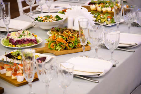 Reception of a large number of people in the restaurant.の写真素材