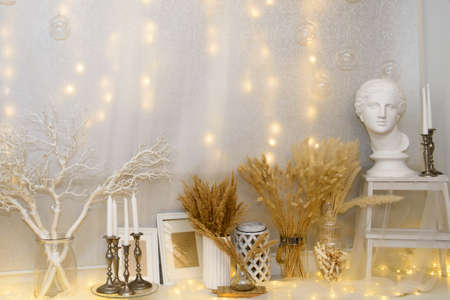 The interior of the room is unusually beautiful.