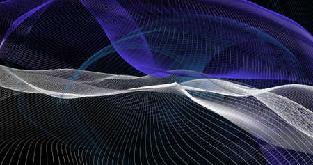 Fantastic flow of waves of colored particle lines on a black background.