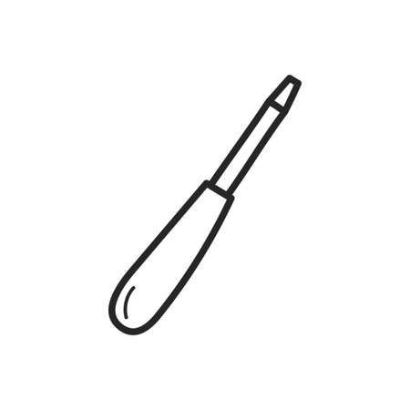 Screwdriver for working at home in the doodle style. The outline drawn by hand. Vector illustration, isolated elements on a white background. For printing and designのイラスト素材
