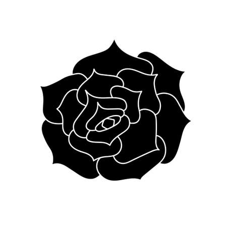 Succulent echeveria in simple style, vector illustration. Desert flower for print and design. Silhouette mexican plant, graphic isolated element on white background. house plant for decor interiorのイラスト素材