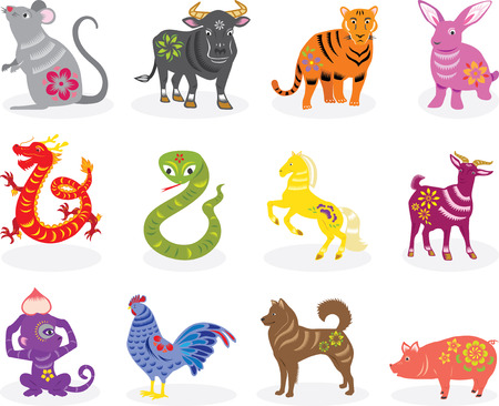 chinese zodiac signsのイラスト素材