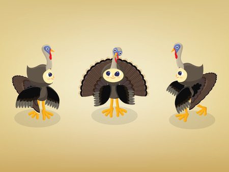 kids wearing turkey costumes in different posesのイラスト素材
