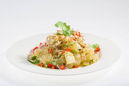 Grapefruit salad isolated on white backgroundの写真素材