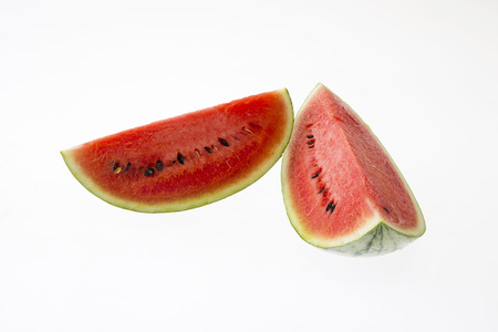 Watermelon slice isolated on white backgroundの写真素材