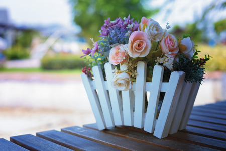 Artificial flower in vaseの写真素材