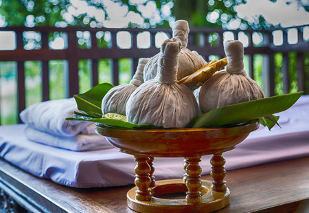 The Herbal compress ball for spaの写真素材