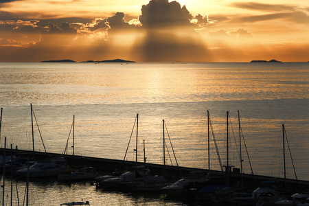 View Marina yacht at sunriseの写真素材