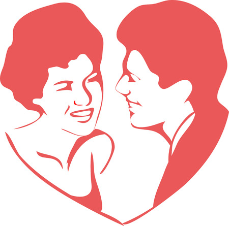 Vintage style couples in the the heart.のイラスト素材