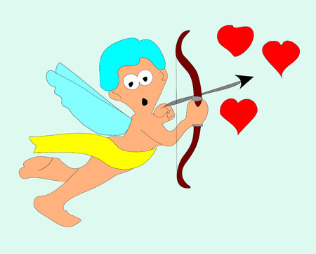 Sketch cartoon Cupid surprises before shoot an arrowのイラスト素材