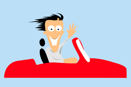 Man driving amazing convertible carsのイラスト素材