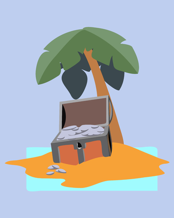 Treasure chest on Sea Island.のイラスト素材