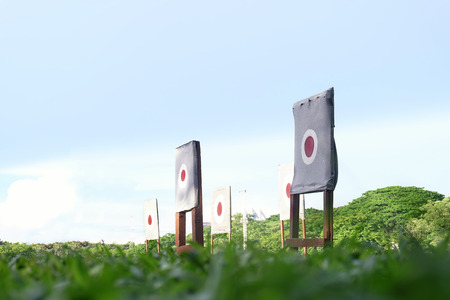 Military Training Ground with target bayonetの写真素材