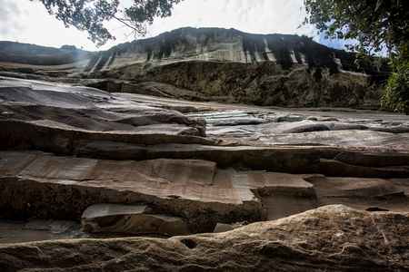 Cliffs show the tectonic layer.の写真素材