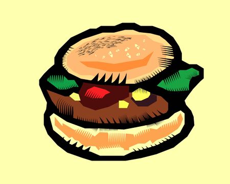 Vector - Illustration of  Hamburger symbol  woodcut styleのイラスト素材