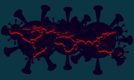 Vector - Illustration of   Virus symbol covering the world mapのイラスト素材