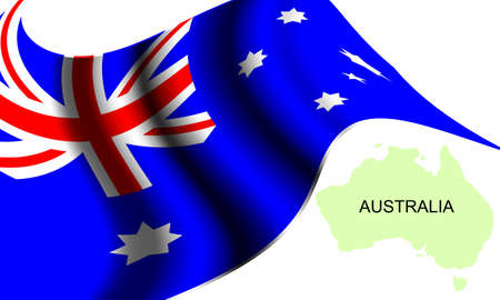 Vector -  Illustration of  Flag and Map of Australiaのイラスト素材