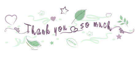 Vector -  Illustration of 
Thank You handwritten lettering tipography with elementのイラスト素材