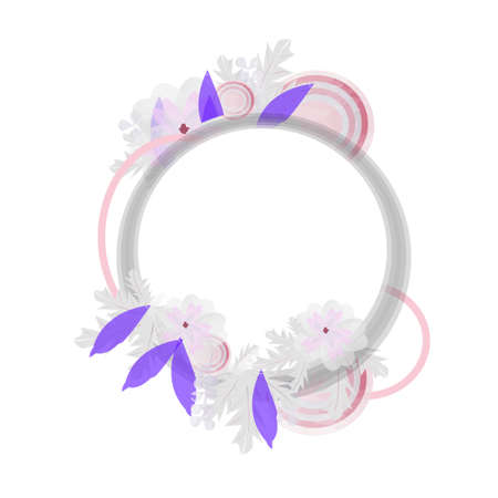 frame Digital scrapbooking, Flowers decorative circular border  purple and white flowers on white backgroundのイラスト素材