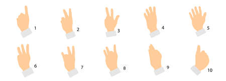 Vector illustration set of Hands Counting in sign languageのイラスト素材