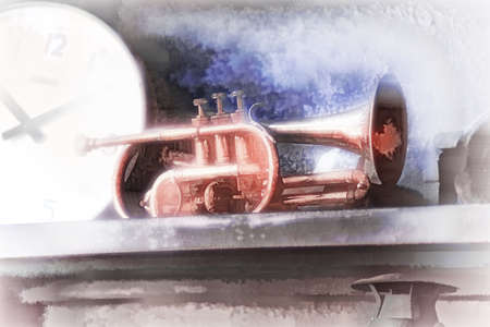 Illustration Digital painting Cornet brass vintage styleの写真素材