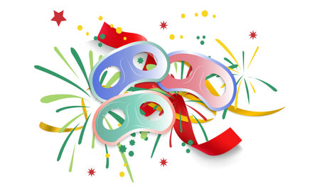 Vector illustration,Party mask template designのイラスト素材