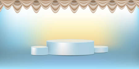 Vector illustration,Minimal stage platform podium with curtainのイラスト素材