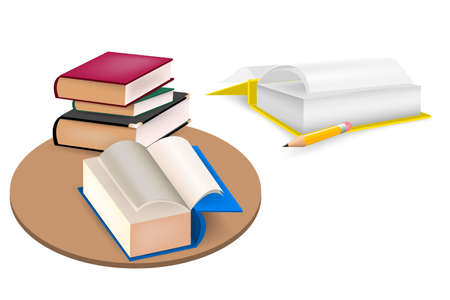 Set of books textbook and pencil vector imageのイラスト素材