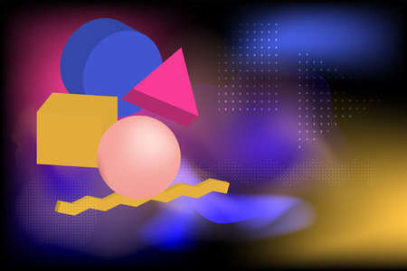 3D Geometric Shape on Abstract fluid background,vector image