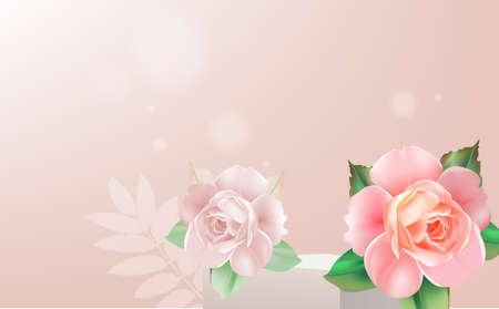Template Display stand decorated with roses on bokeh backgroundのイラスト素材