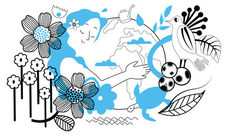 Environment ecology doodles background,vector image