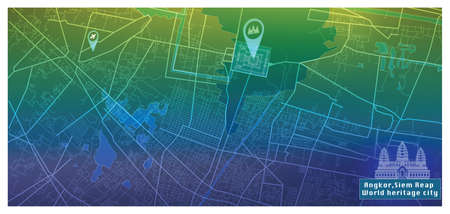 Cambodia,Angkor Siem Reap world heritage city street map,cartography vector design