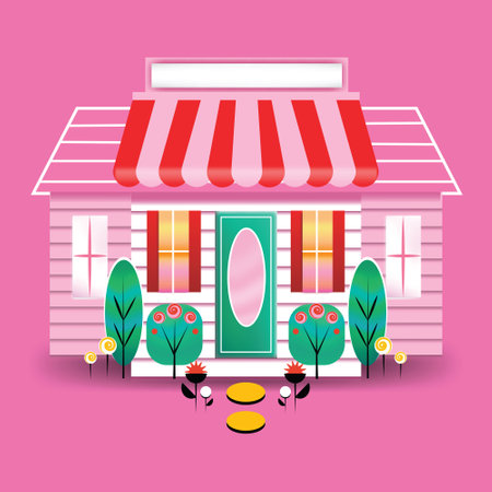 Cute shop or house ,cartoon style,vector designのイラスト素材